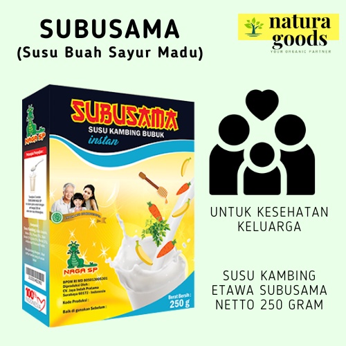

Minuman Susu Kambing Etawa Murni Naga SP 250g SUBUSAMA (Susu Buah Sayur Madu)