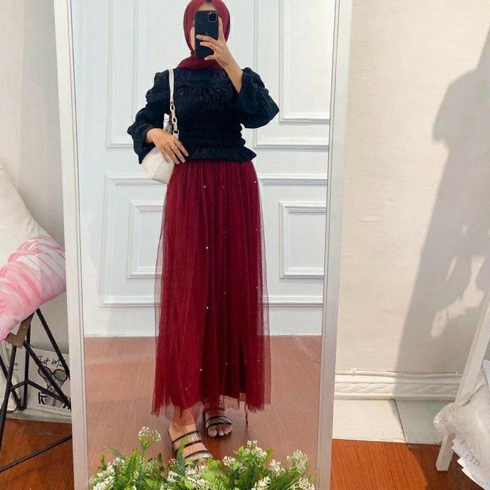 Rok Tutu Mutiara / Rok Tutu Maxi Skirt/ Rok Tutu Pearl Motif Import
