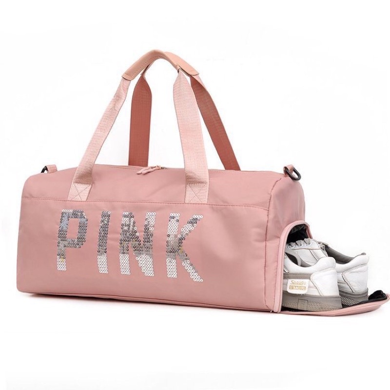 Imura | Tas Travelling Gym Duffel Bag Dufle Motif Blink Manik Borci PINK