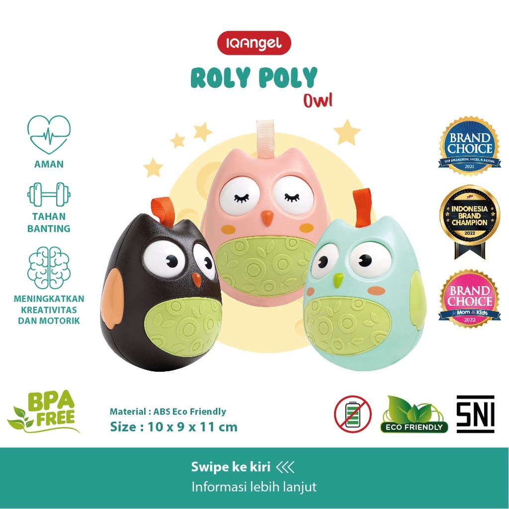 IQ Angel IQ0202 Roly Poly Owl Toys - Rattel Mainan Edukasi  Bayi