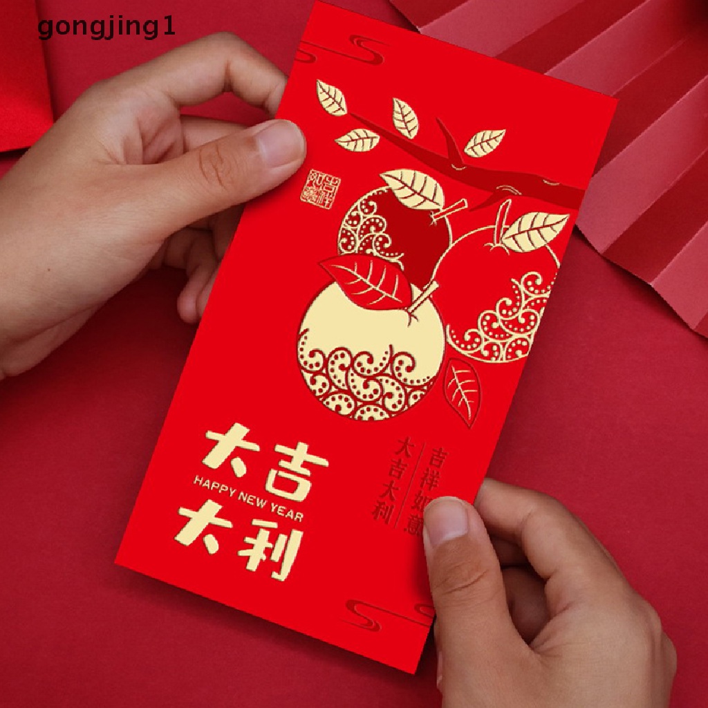 Ggg 6PCS 2023festival Tahun Kelinci Imlek Hongbao Bronzing Amplop Merah Spring Festival Good Wishes Lucky Money Red Packets Year Festival Supplies ID