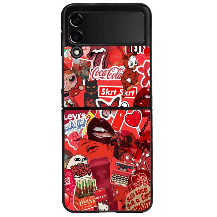 Casing Case Samsung Galaxy Z Flip 3 Z Flip 4 Z Fold 4 Z Fold 3 Red aesthetic D63