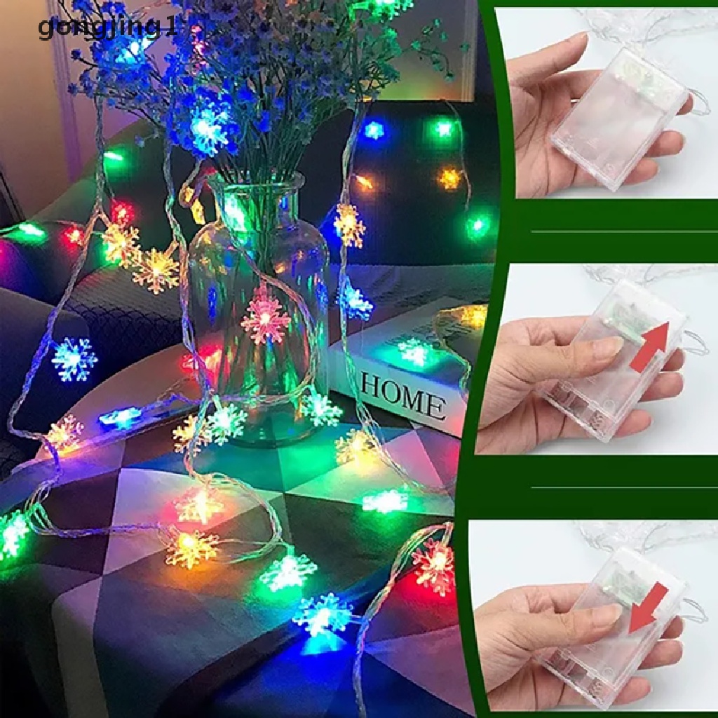 Ggg 3m Dekorasi Natal Snowflake String Lights Xmas Garland Liburan Tahun Baru Led Light Fairy Lights ID