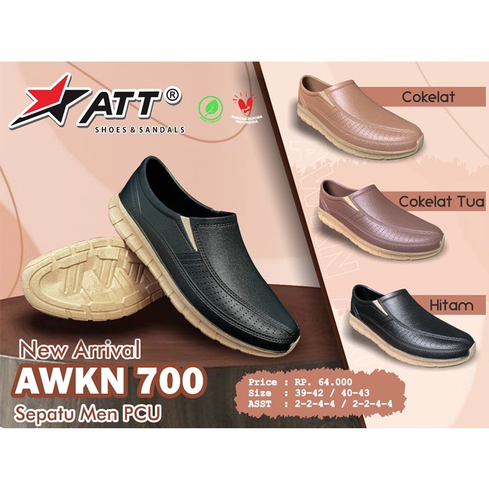 Sepatu Slip On Pria ATT AWKN 700 Karet Anti Air Lentur 39-43