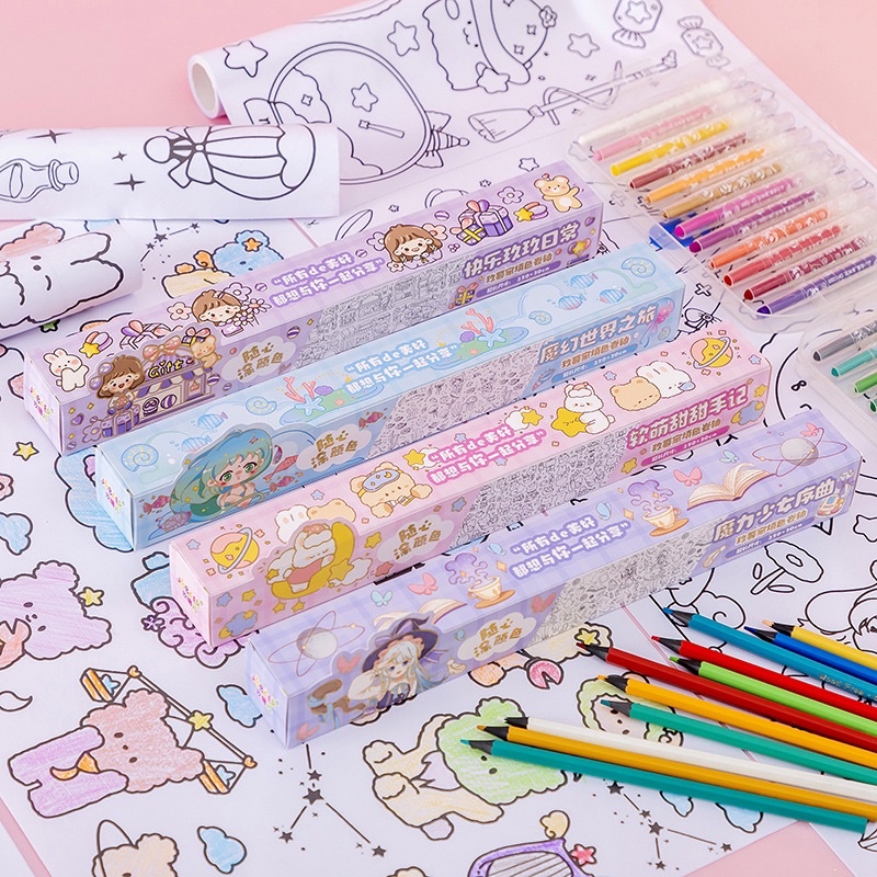 PGC Childrens Coloring Roll Roll Stickable Doodling Scroll Coloring Drawing Kertas Roll Kado Ulang Tahun Anak Laki-Laki Dan Perempuan