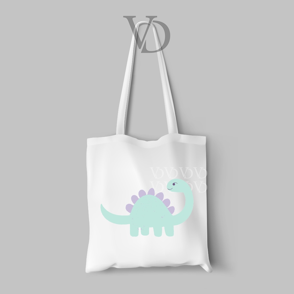 tote bag kanvas cute motif dinosaurus baby dino edisi 1