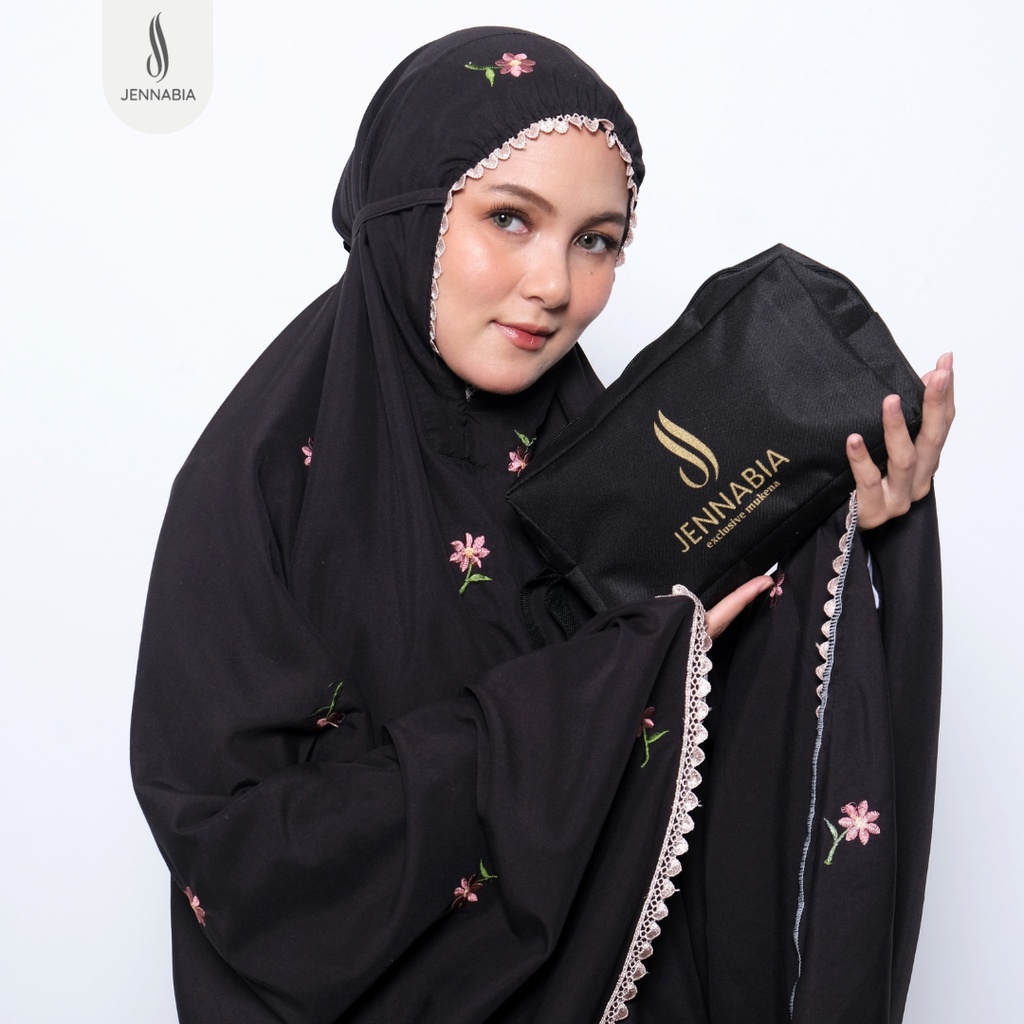 JENNABIA - Mukena Dewasa Katun Premium Bordir Floral Daisy Cantik Terbaru Murah