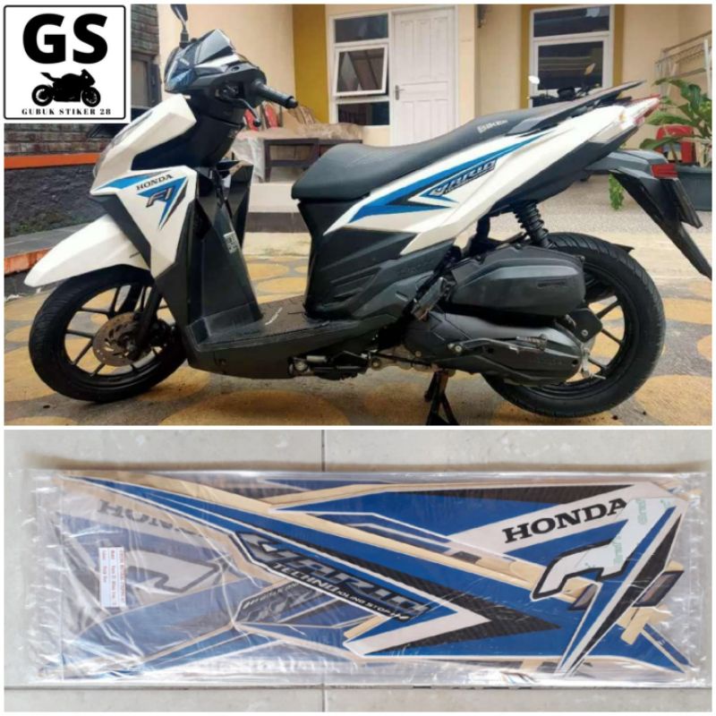 ORIGINAL STRIPING STIKER LIS BODY MOTOR HONDA VARIO TECHNO 125 2015 PUTIH LIS BIRU