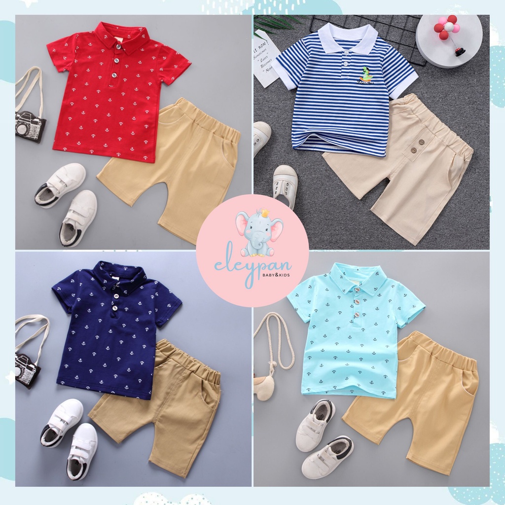 Setelan Polo Anak Import / Set Kaos Kerah Anak Laki / Baju Polo Shirt Anak