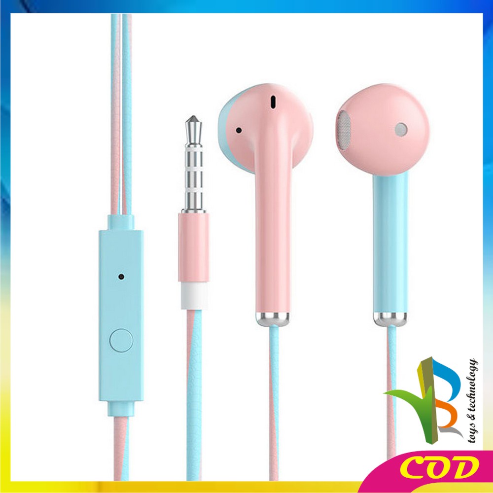 RB-C517 Headset Macaron Earphone Dua Warna Handsfree Musik U24 Macaron Superbass Hedset Musik Extra Bass