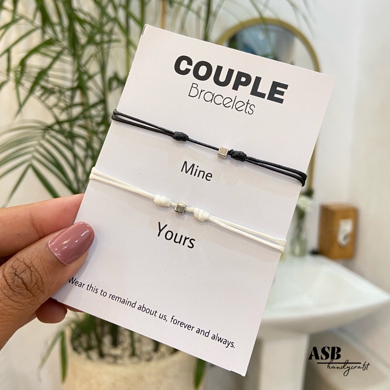 [COD] Mine &amp; Yours Couple Cube / Gelang Couple Pasangan Minimalis - Simple Bracelet Couple Series (FREE GIFT)