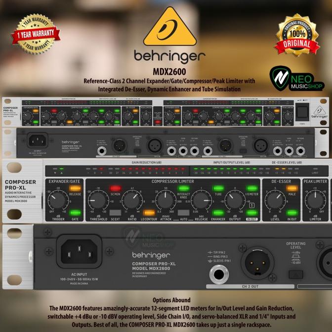 Behringer MDX2600 2 Channel Expander/Gate/Compressor/Peak Limiter