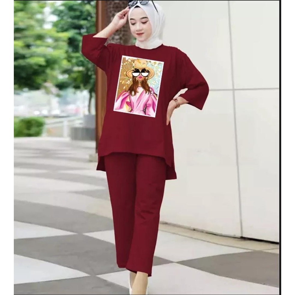 SETELAN BASIC OVERSIZE KOREAN TOP KAOS JUMBO LD 128 TUNIK BABYTERRY