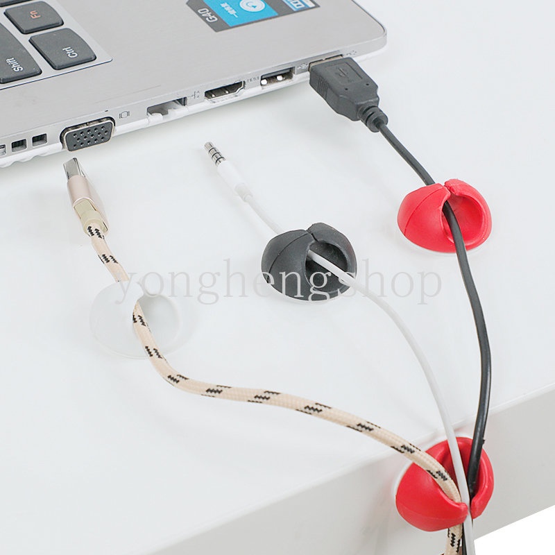 6pcs /set Klip Kabel Silikon Wire Cable Winder Desktop Organizer Tempat Kabel Listrik Plug Memperbaiki Klip