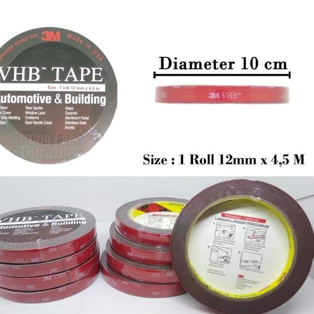

[KODE 9LKGV] 3M VHB Double Tape Doubletape 12MM Ori USA 4900 CAD