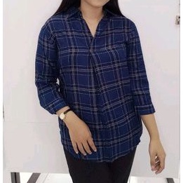 Remix Jeans Ladies | Blouse Lengan Panjang Kotak-Kotak | Brand Original