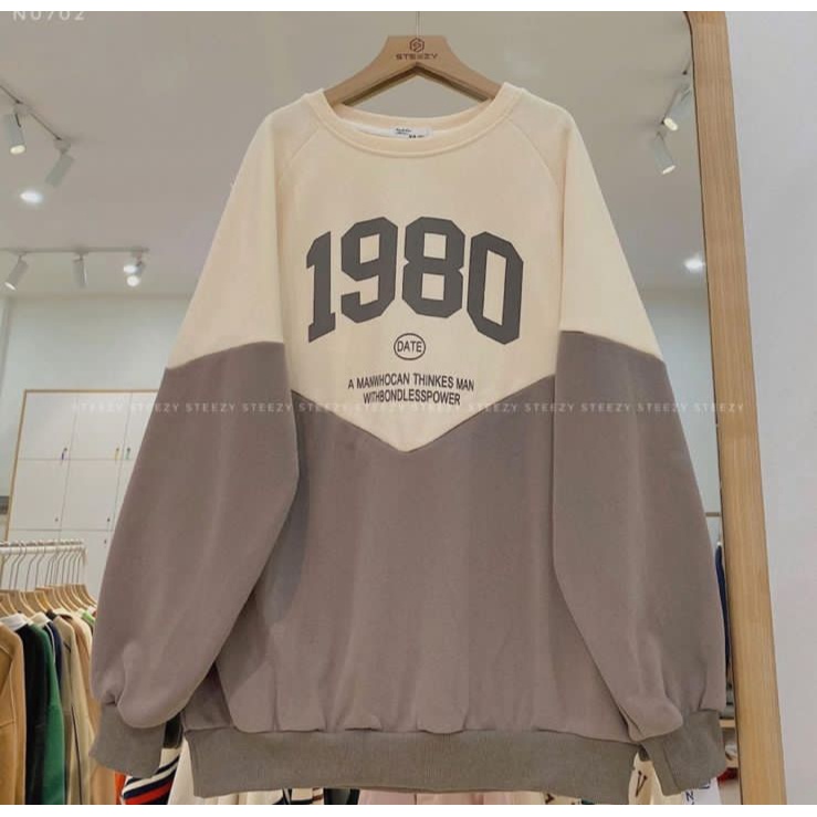 1980 DATE COMBIE OVERSIZE SWEATER CREWNECK WANITA