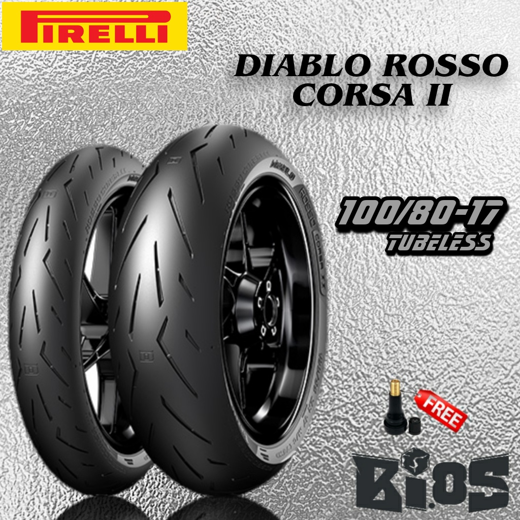 BAN PIRELLI DIABLO ROSSO CORSA II TUBELESS RING 14 &amp; 17 UKURAN 90/80-14 | 90/80-17 | 100/80-17 | 110/70-17 BAN RACING SOFT COMPOUND