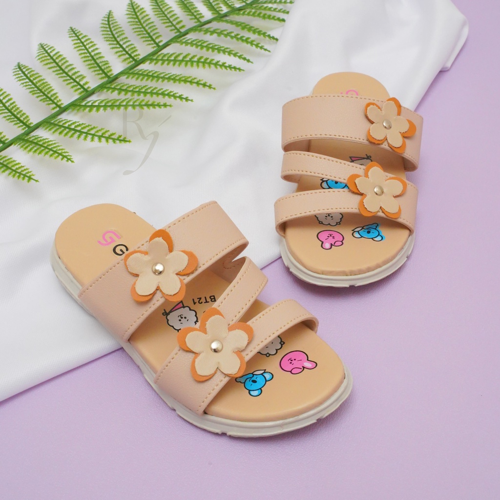 GRACE [MUSE BAN 3M - 403] Sandal Anak Perempuan BT/ Sendal Selop Bunga Anak Perempuan