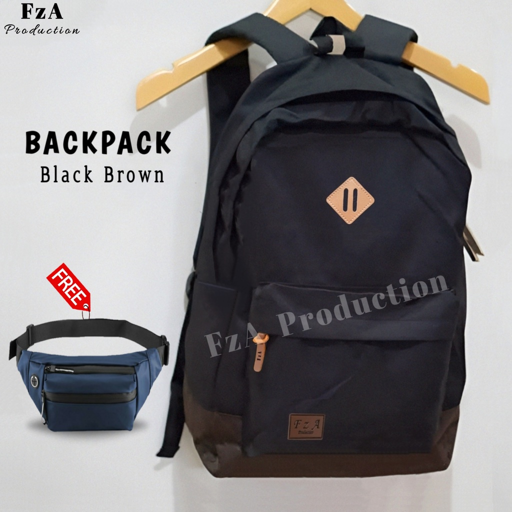 Tas Ransel  Punggung Distro Casual Pria Wanita / Tas Ransel Laptop Original FzA FREE Tas Waistbag Trendy