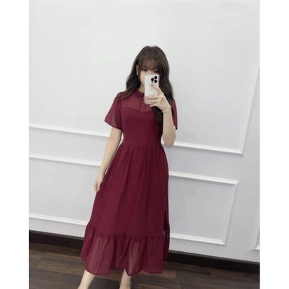 Midi Dress Tile Wanita Remaja Pesta Natal Lengan Pendek Terbaru 2022 Moel Dress Kekinian Trendy Dres