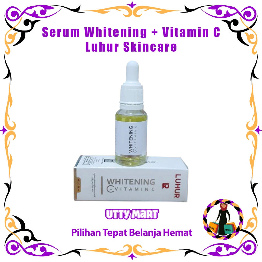 Serum Whitening + Vitamin C  Izin Resmi BPOM Luhur Kosmetik Pemutih Pencerah Perawatan Muka Kulit Wa