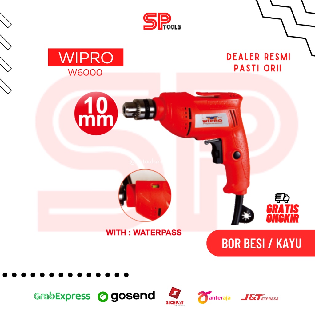 MESIN BOR TANGAN LISTRIK KAYU / BESI 10MM 10 MM W6000 WIPRO
