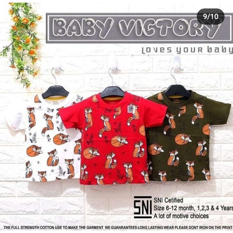 Baju Anak Bayi Perempuan dan laki laki Kaos Pendek Baby Victory 6-12Bulan Random motif