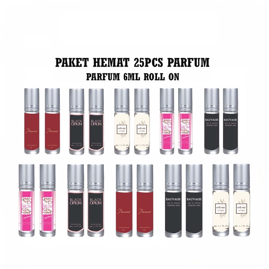 Kanzo - Paket Hemat 25 Pcs Roll On 6ml Premium / Parfum Roll On Black Op 6ml / Parfum Pria &amp; Wanita Wangi Tahan Lama