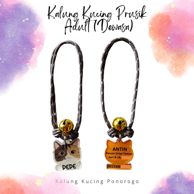 KALUNG KUCING PRUSIK CUSTOM NAMA ADULT (DEWASA)