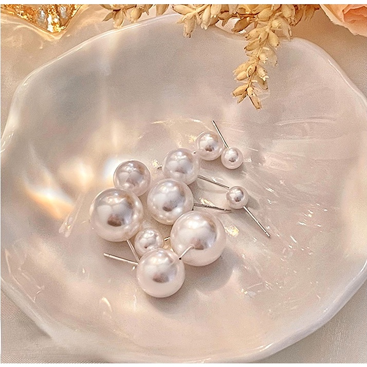 S925 Silver INS Daily Retro Mutiara Klasik Alam Anting Ear Studs Untuk Wanita Perempuan