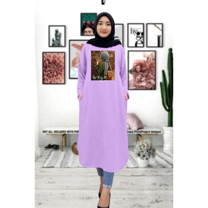 Tunik wanita DTF HIJAB WHAT / tunik murah / tunik kekinian / tunik panjang / tunik import / tunik jumbo