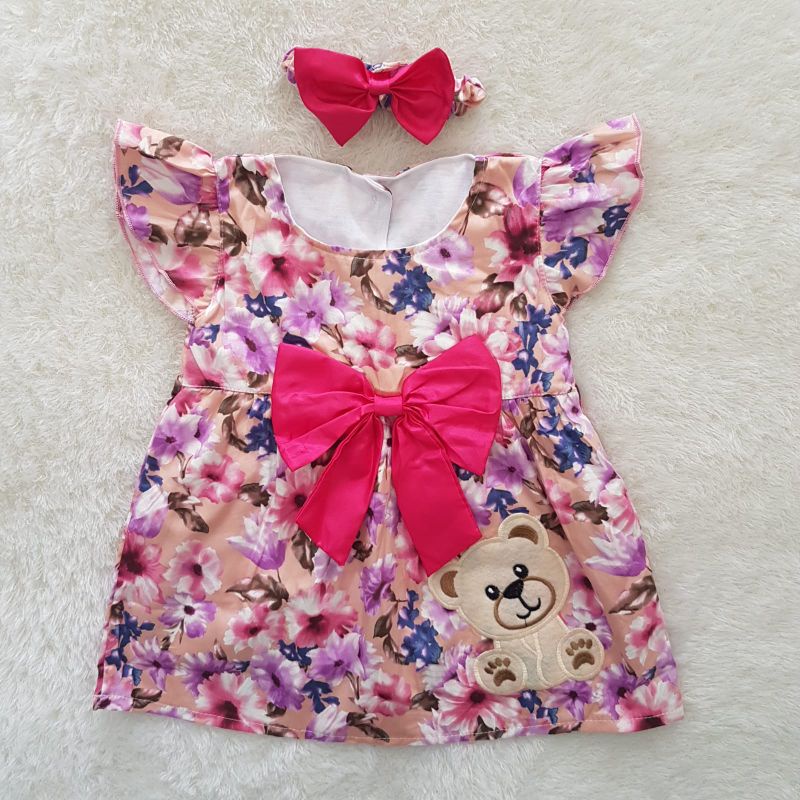 Baju Bayi Bear Ribbon dress set