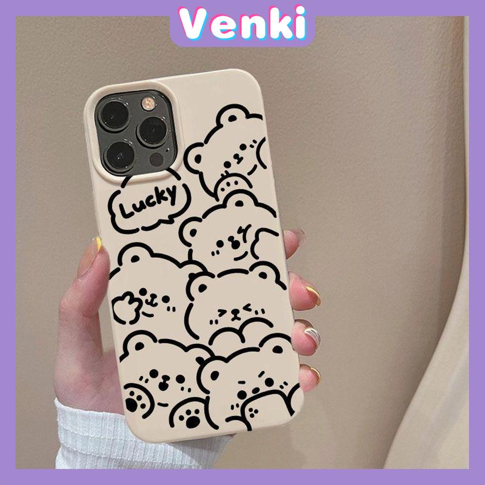 Case For iPhone 14 Pro Max Soft TPU Candy Case Cute Cartoon Little Bears Glossy Khaki Cover Camera Protection Shockproof For iPhone 13 12 11 Pro Max 7 8 Plus X XR