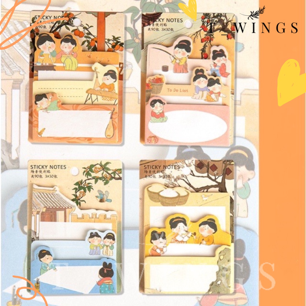 

[ NEW Arrival ] 90 Lembar 3 Motif/ Set Sticky Notes / KOrea Memo Pad 3motif/set