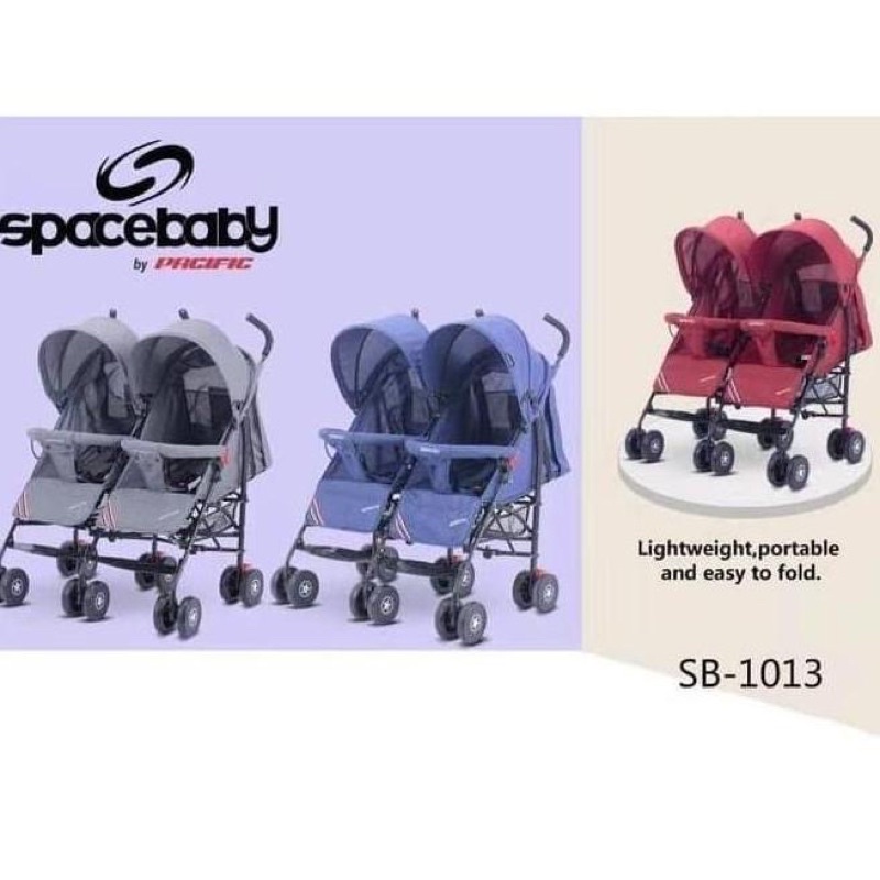 Kereta Dorong Kembar Spacebaby SB1013 Kereta Dorong bayi Kembar Stroller Baby Twins