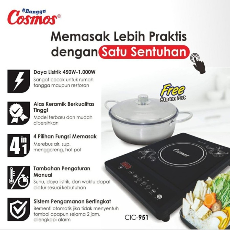 KOMPOR INDUKSI COSMOS 4 IN 1 / COSMOS CIC 951 [FREE PANCI STAINLESS]