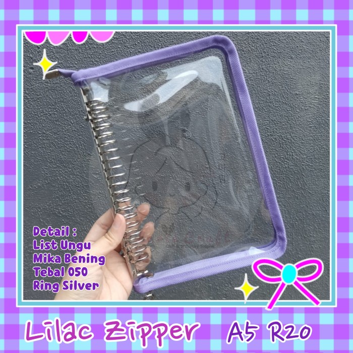 

BINDER LILAC ZIPPER MIKA PVC BENING / CLEAR A5 A6 RING 6 / 20