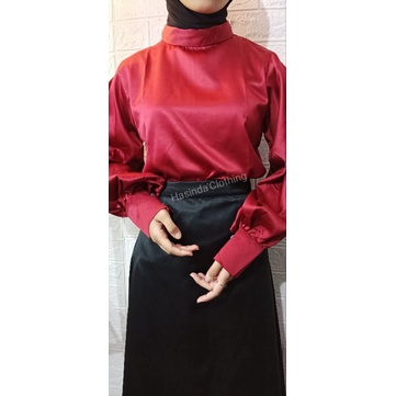 BLOUSE SATIN LENGAN BALON PREMIUM