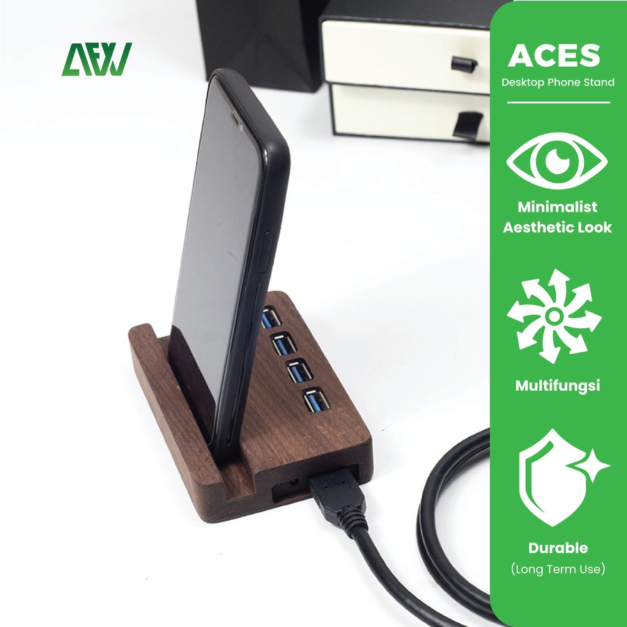 ACES Destkop Phone Stand with Build in USB Hub Extension 3.0