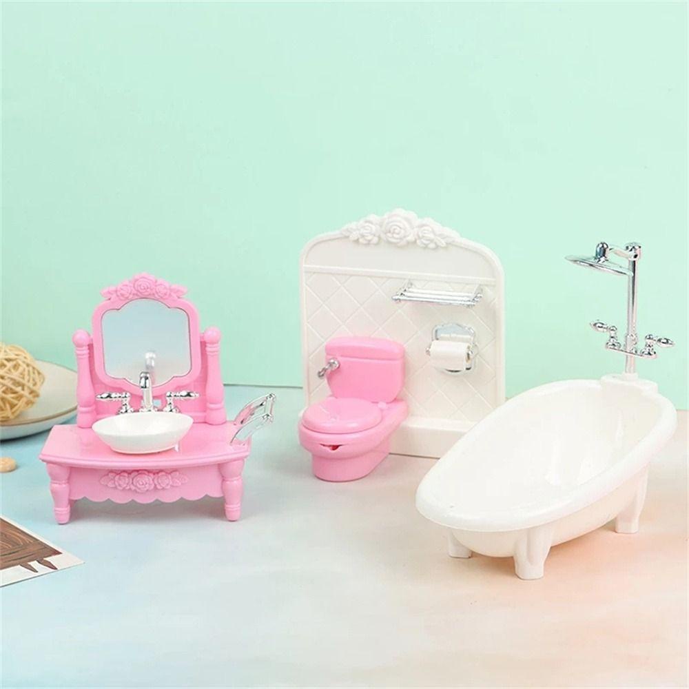 Lanfy Boneka Simulasi Bathtub Rumah Boneka Plastik Aksesoris Mainan Anak Miniatur Furniture Wastafel Cuci Gambar Mainan Anak Hadiah Furniture Rumah Boneka