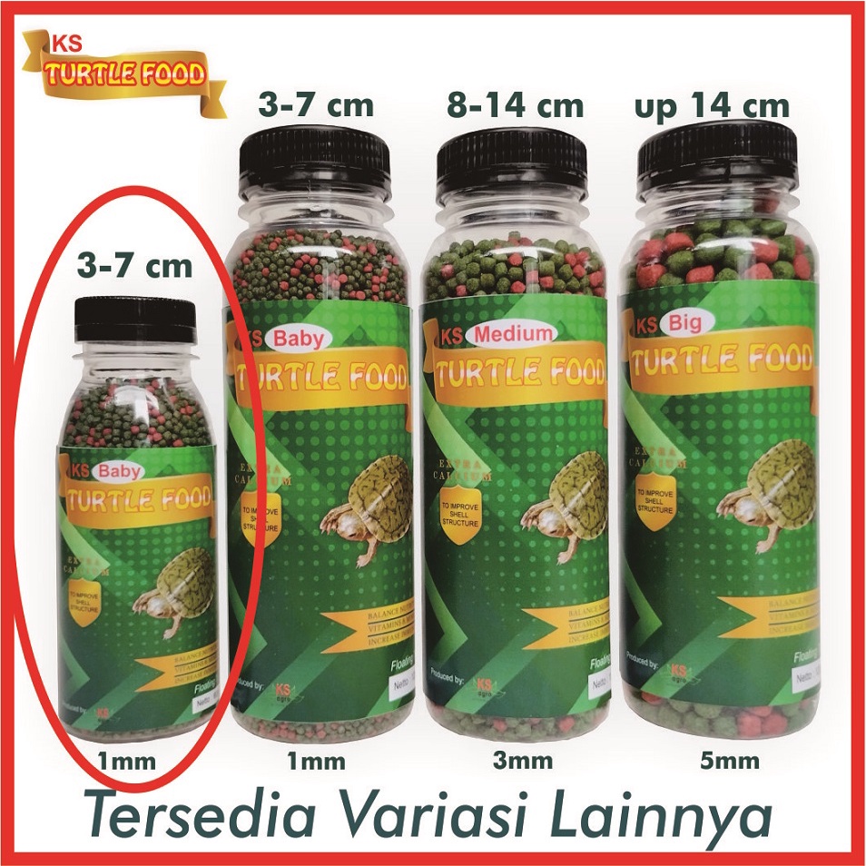 KS BabyTurtle Food Pakan Kura Kura Brazil Pelet Pellet Reptil Katak Kodok Kadal Mix / Grenn Turtle Vit 60gr 1mm 2mm 5mm