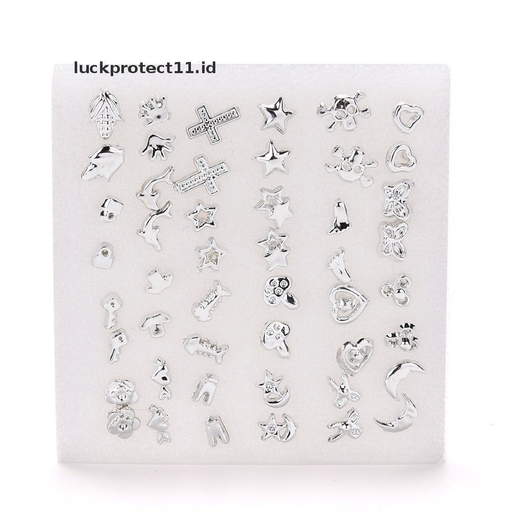 /Fashion Hot// Fashion// 24pasang Fashion Grosir Mix Silver Perak Berlapis Plastik Anting Tusuk Telinga.