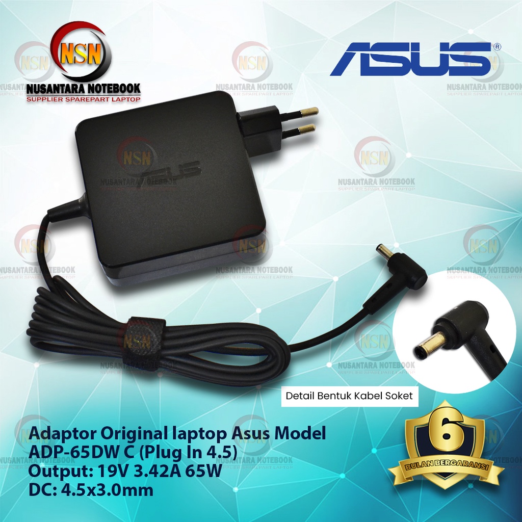 Adaptor Charger Original Laptop Asus ADP-65DW C 19V 3.42A 65W DC 4.5x3.0mm