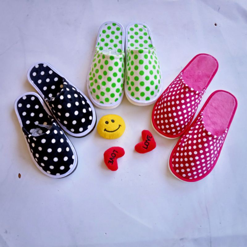 Sandal Slop Rumah Bustong Motif Polkadot Sandal Hotel Empuk