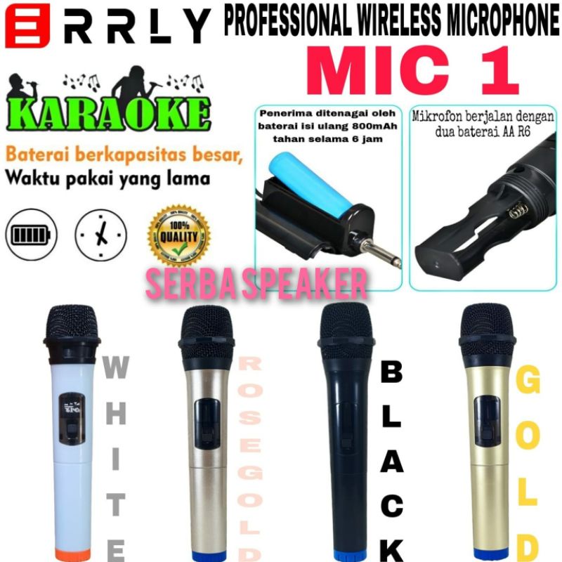 Mikrofon ERRLY YF-58 Mic Single Wireless Profesional Microphone Tanpa Kabel Mic Karaoke with Recharge Receiver System