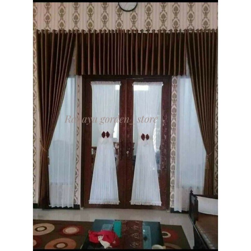 Gorden Satu Set Lengkap  Dengan Poni Satu Set Gorden Jendela Dan Pintu Tengah Ruang Tamu