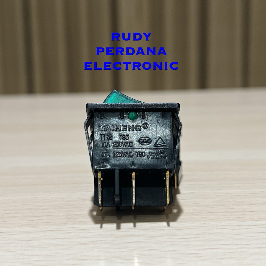 SWITCH ROCKER SAKLAR ON OFF 6 PIN DOUBLE GANDA 15A 250V 125V LED KUNING HIJAU 31X25MM 31 X 25 MM