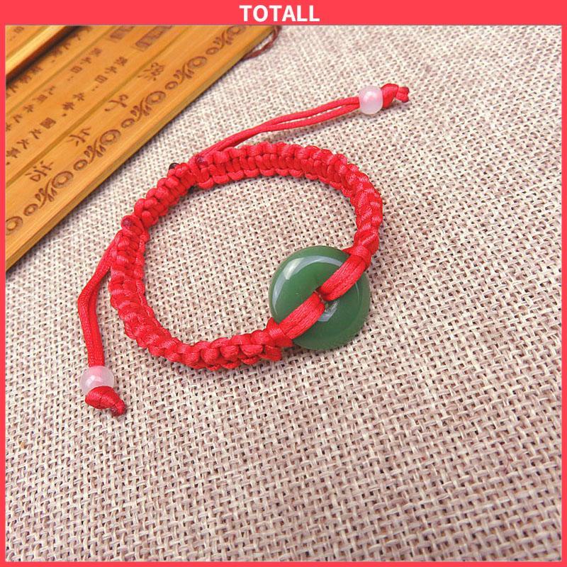 COD Gelang Tangan Tali Merah Aksen Batu Giok Hetian Lucky Untuk Pasangan Pria Dan Wanita Hand Rope Adjustable-Totall