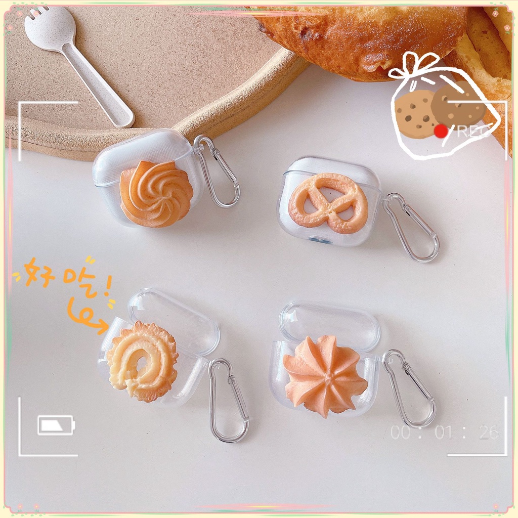 3d Cookies Transparan TPU Bluetooth Earphone Case Untuk Airpods 12 3 PRO Airpods3 Soft TWS Cover Pelindung Shell